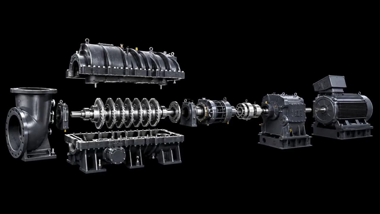 Pump train exploded view